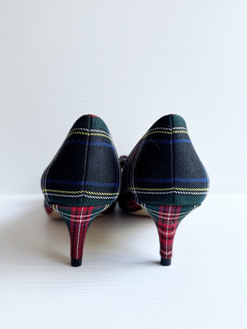 J.Crew Factory Esme Tartan Plaid Bow Kitten Heel Pumps Size 8 - Picture 7 of 12